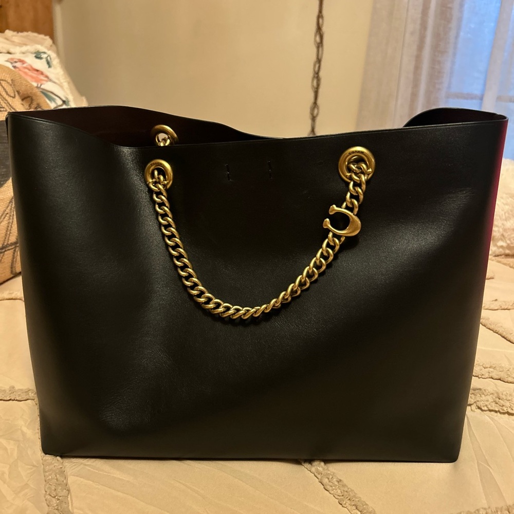 Coach Black Leather Tote Bag